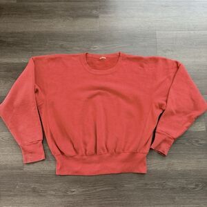 VTG 70s Champion Reverse Weave Blank Sweatshirt Crewneck Red Faded BIG SIZE RARE